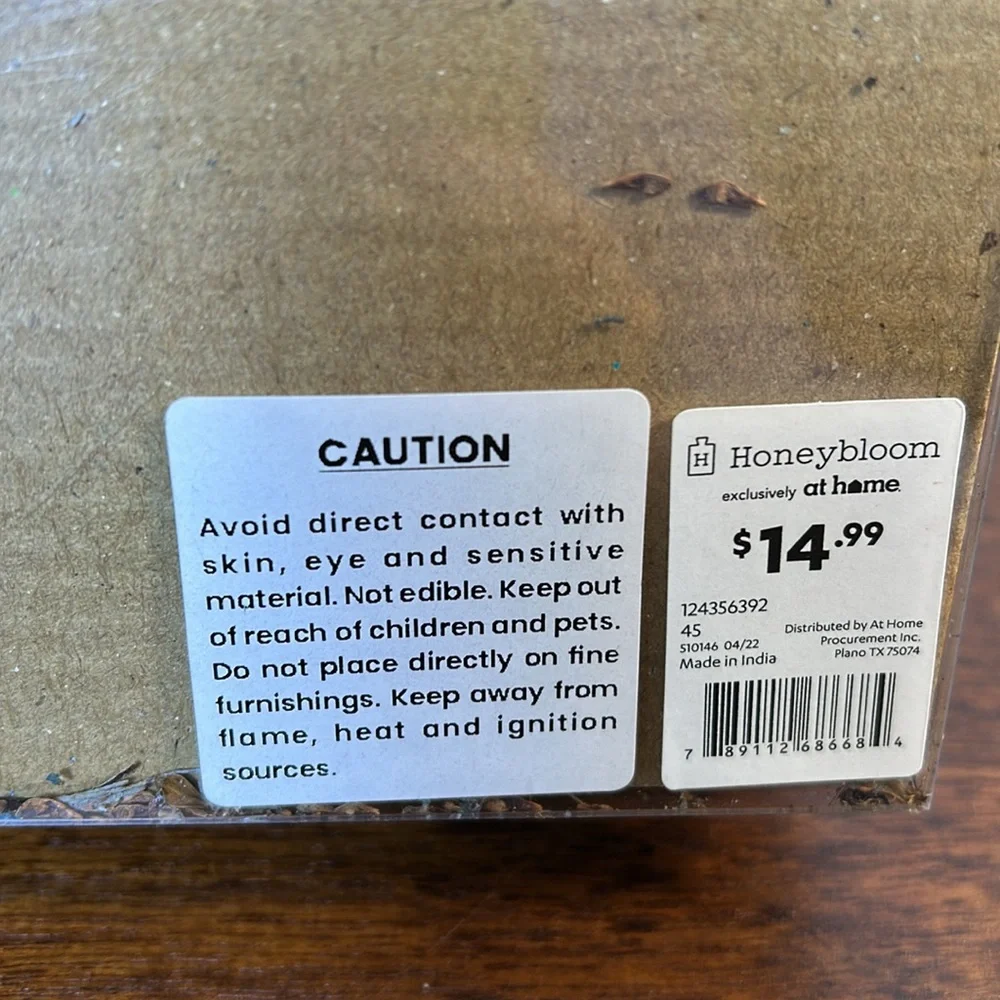 NWT Boxed Natural Golden Mimosa Blue Potpourri Decor Container Filler